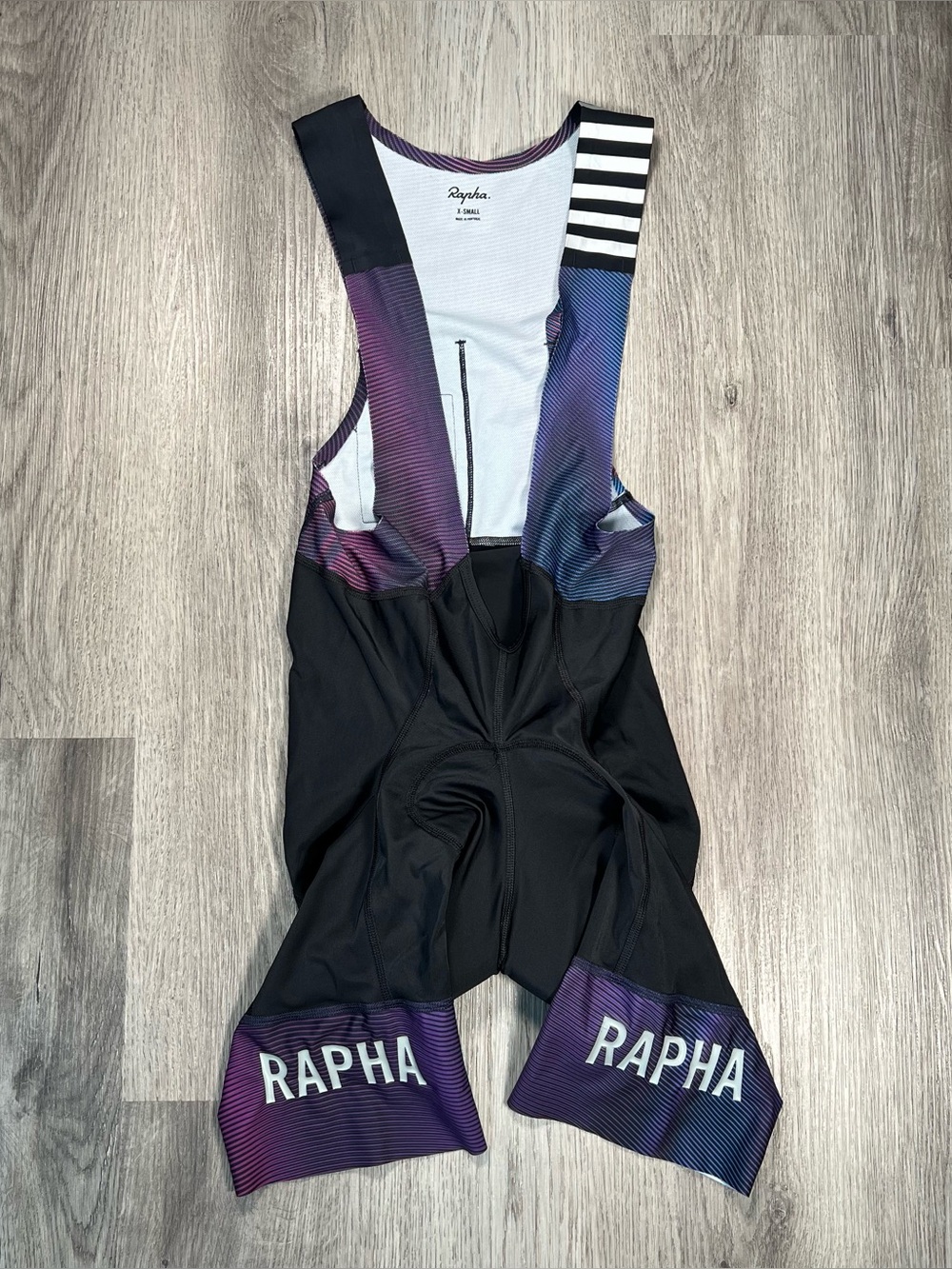 Rapha Pro Team Training Bib Shorts Black Mens Size XS Print Pack Cycling Padded
